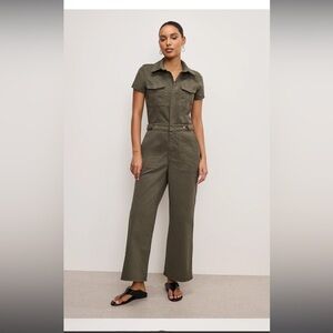 NWT - GOOD AMERICAN / FIT FOR SUCCESS TWILL PALAZZO CROPPED
JUMPSUIT